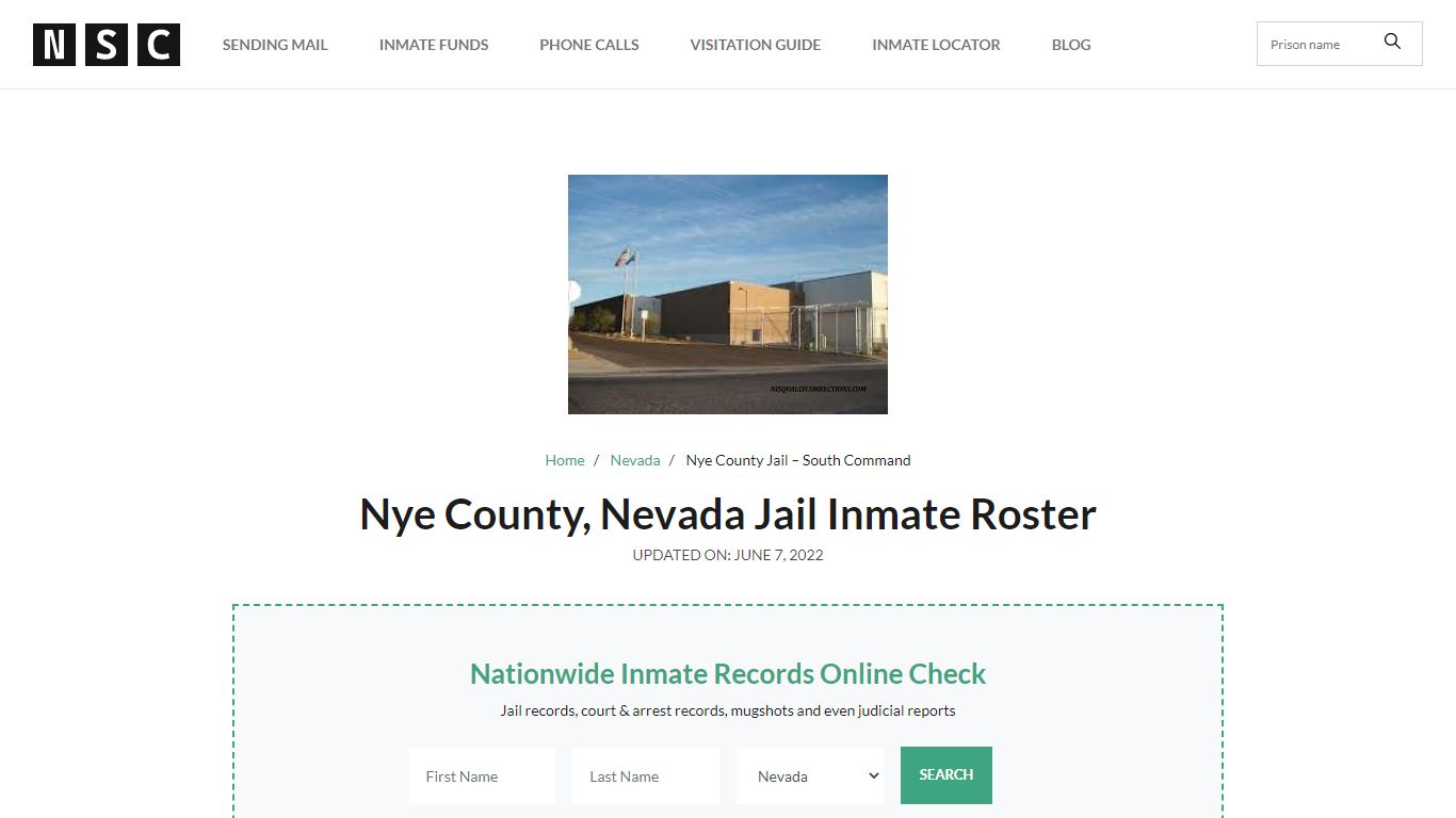Nye County, Nevada Jail Inmate List